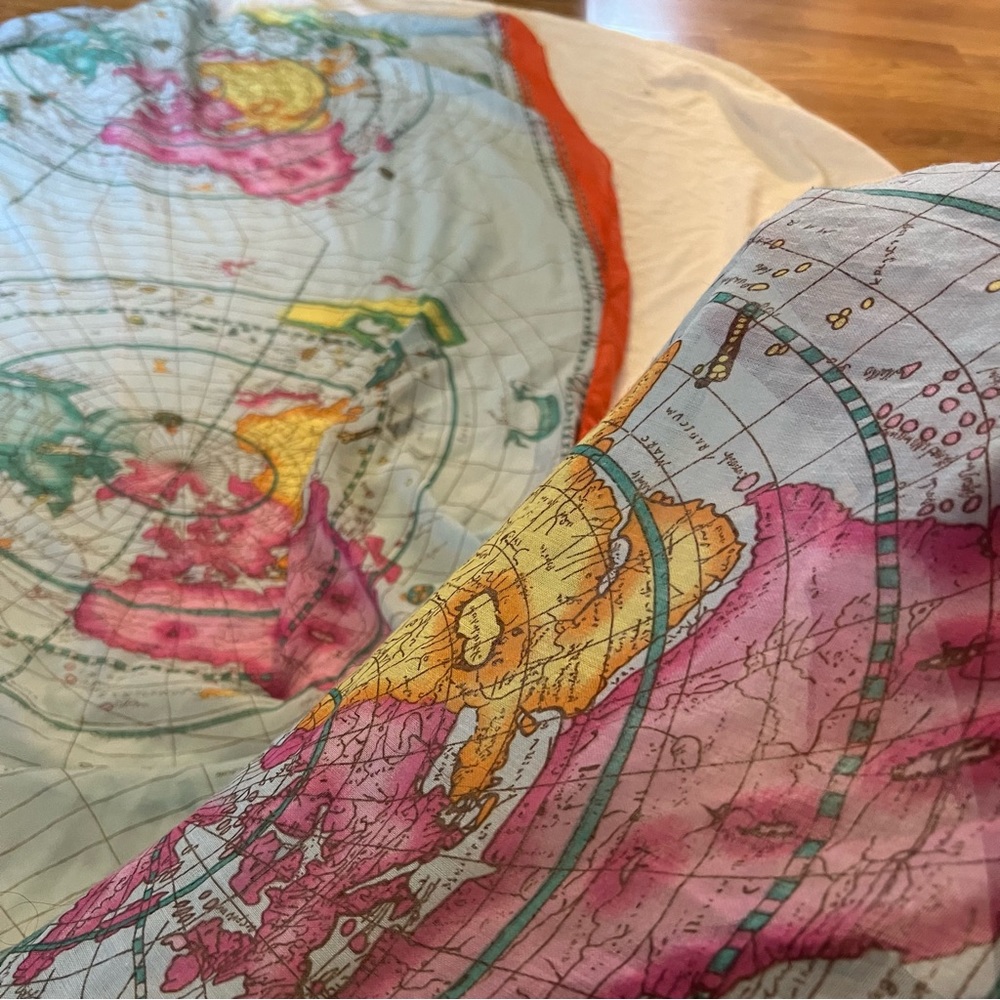 Unisex Large Rectangular Silk World Map Theme Sca… - image 4